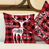 Talos Deer Tree Plaid Print Home Sofa Throw Pillow Case Cushion Cover Christmas Decor