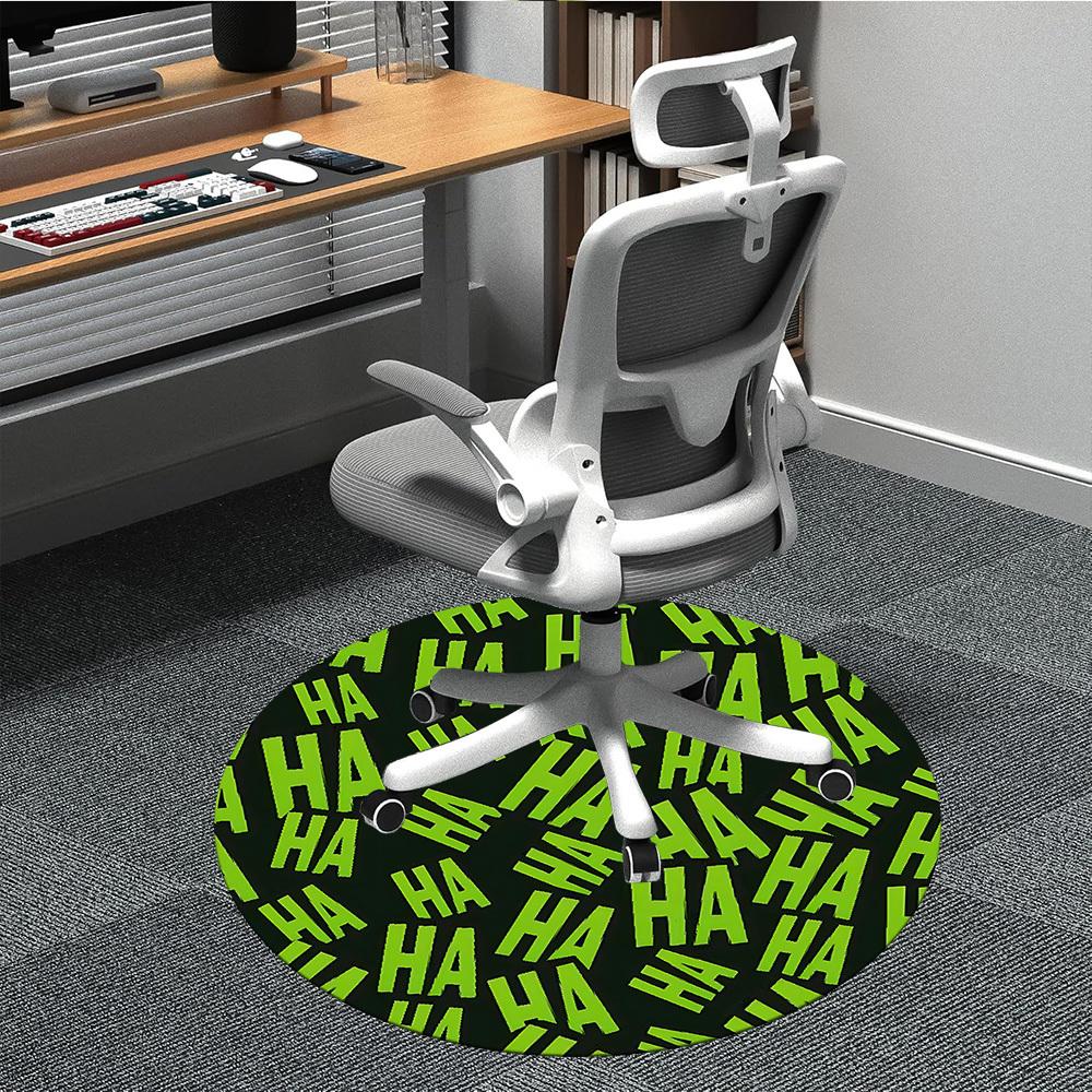 1pc HAHA, Green Print Carpet, Round Non Slip Durable Large Size Office Carpet, Suitable for Office