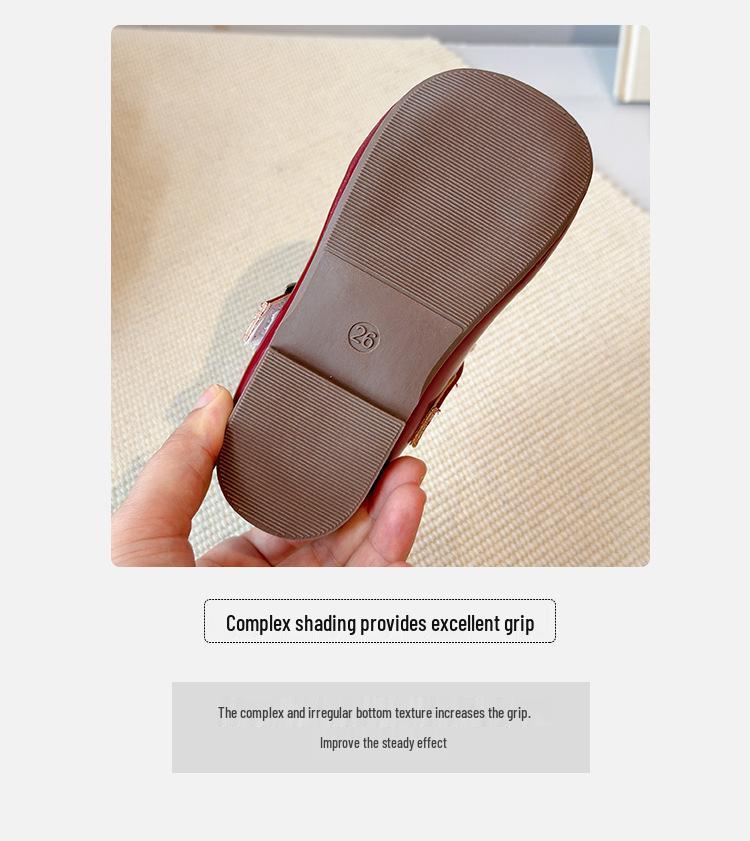 Весна 2026 Детские кожаные туфли Мэри Джейн с кружевной отделкой - Нескользящие, Мягкая подошва, Туфли для маленьких принцесс