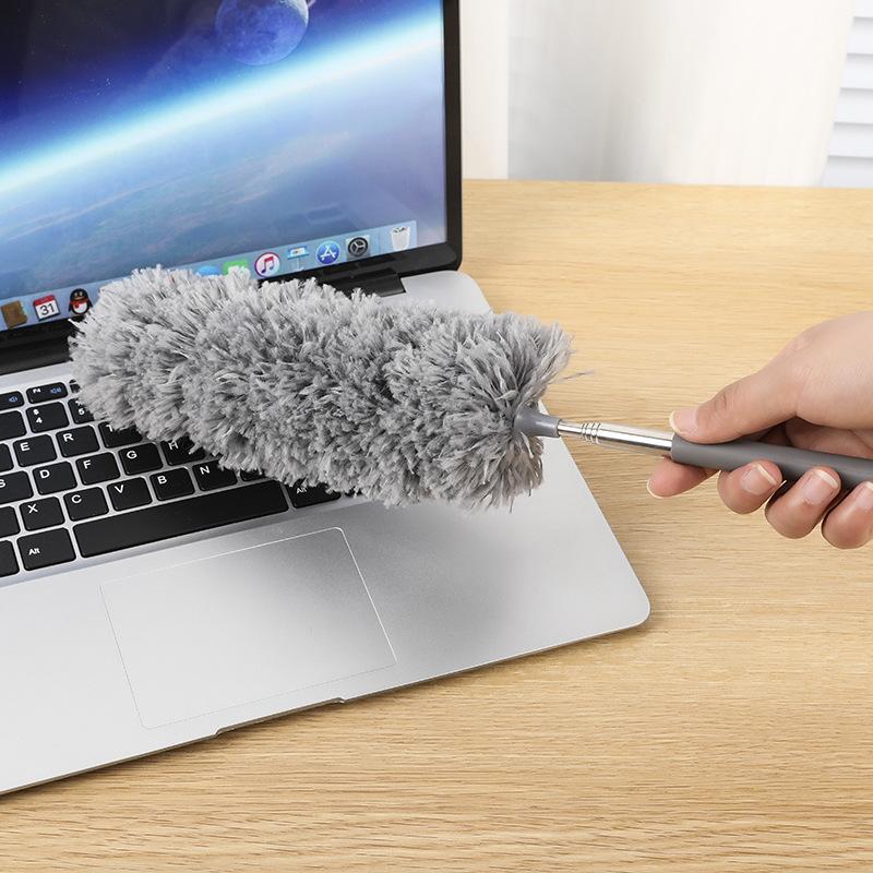Electrostatic Dust Duster Telescopic Flexible Stainless Steel Household Feather Duster Cleaning Tool Microfiber Dust Brush
