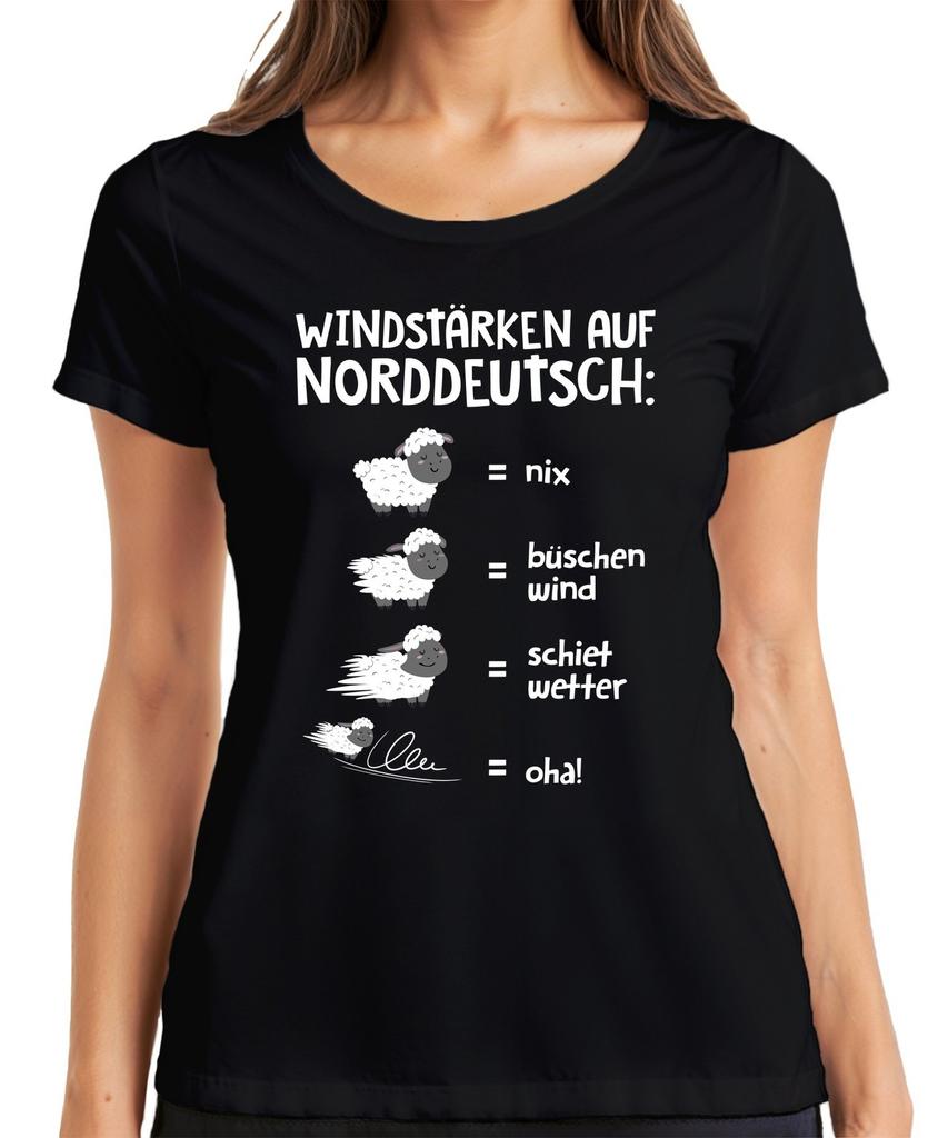 Wind Strengths North German Schietwetter Sheep Low German Slogan Women's T-Shirt