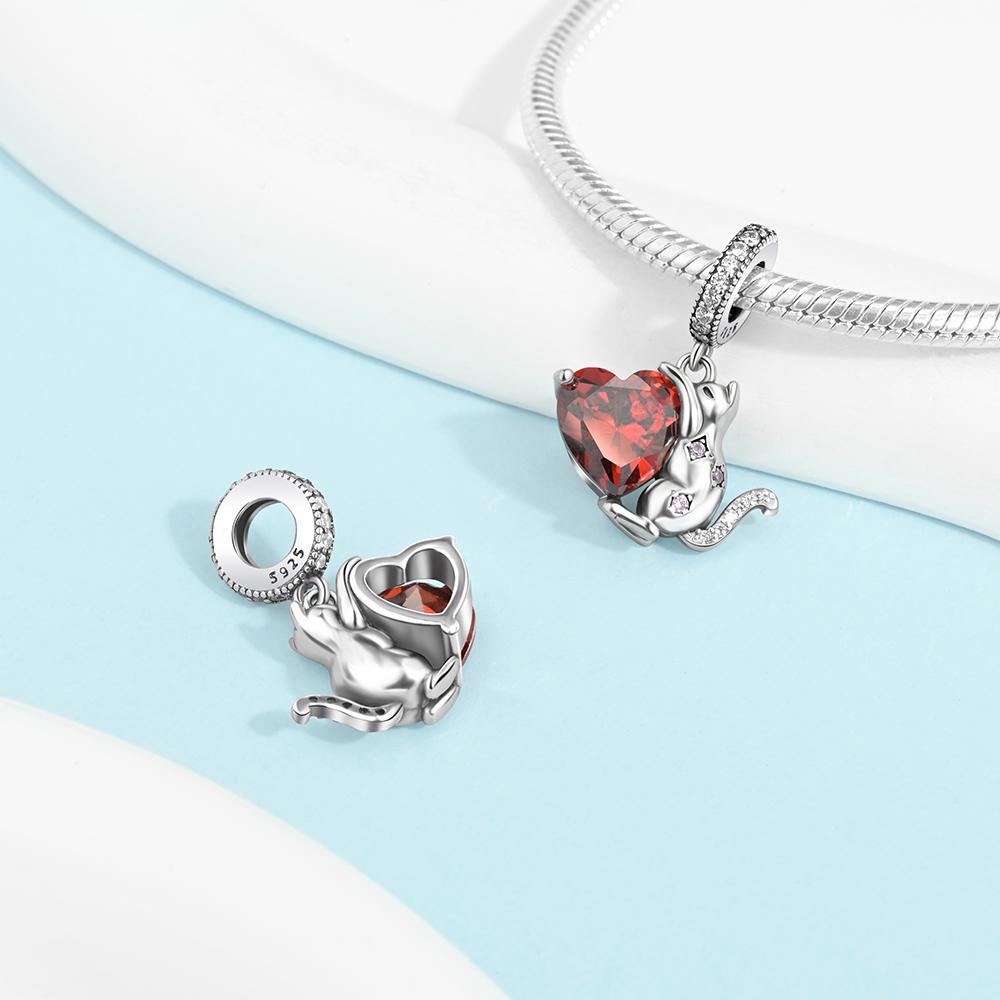 Шармы Plata Кошка Сердце Качели Подарок на День Матери Медь Покрытая Для Шармов Медь Покрытая Оригинальный Браслет Для Изготовления Украшений