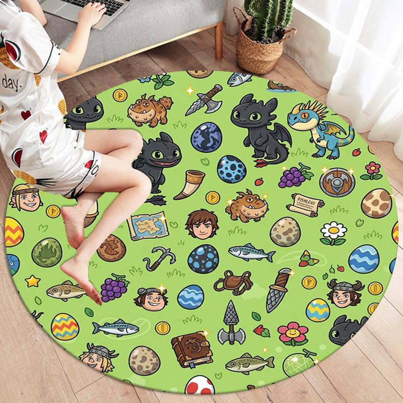 How Train Dragon Round Area Rug Carpet Rug For Living Room Bedroom Sofa Playroom Decor Nonslip Floor Mat