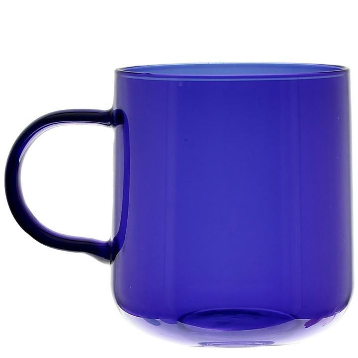 GLASS MUG FOR COFFEE AND TEA 310 ml. 8.7 cm NAVY BLUE