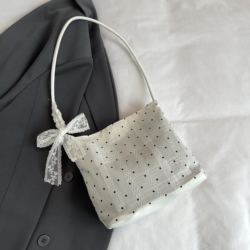Летняя сумка-ведро Niche Plaid Underarm Bag Осенняя мода Портативная сумка-ведро Кружевная изысканная сумка-ведро через плечо