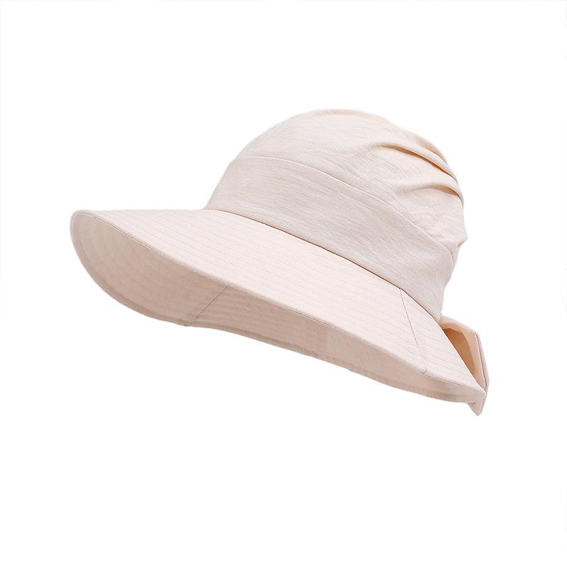 New simple bucket hat women's summer sun hat big eaves sun protection bow light breathable outdoor sun hat