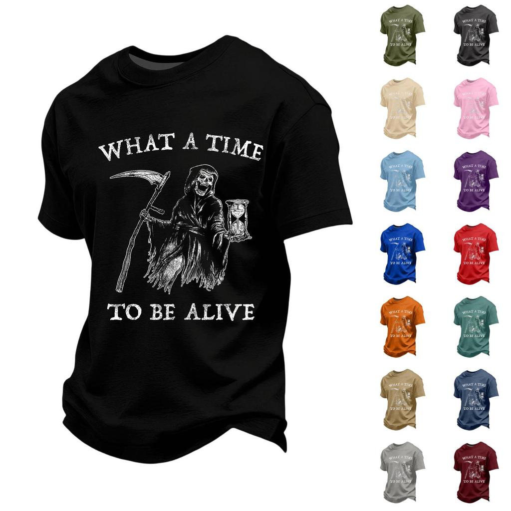 Мужская повседневная свободная футболка с коротким рукавом и графическим принтом, топ с круглым вырезом, удобная для повседневной носки