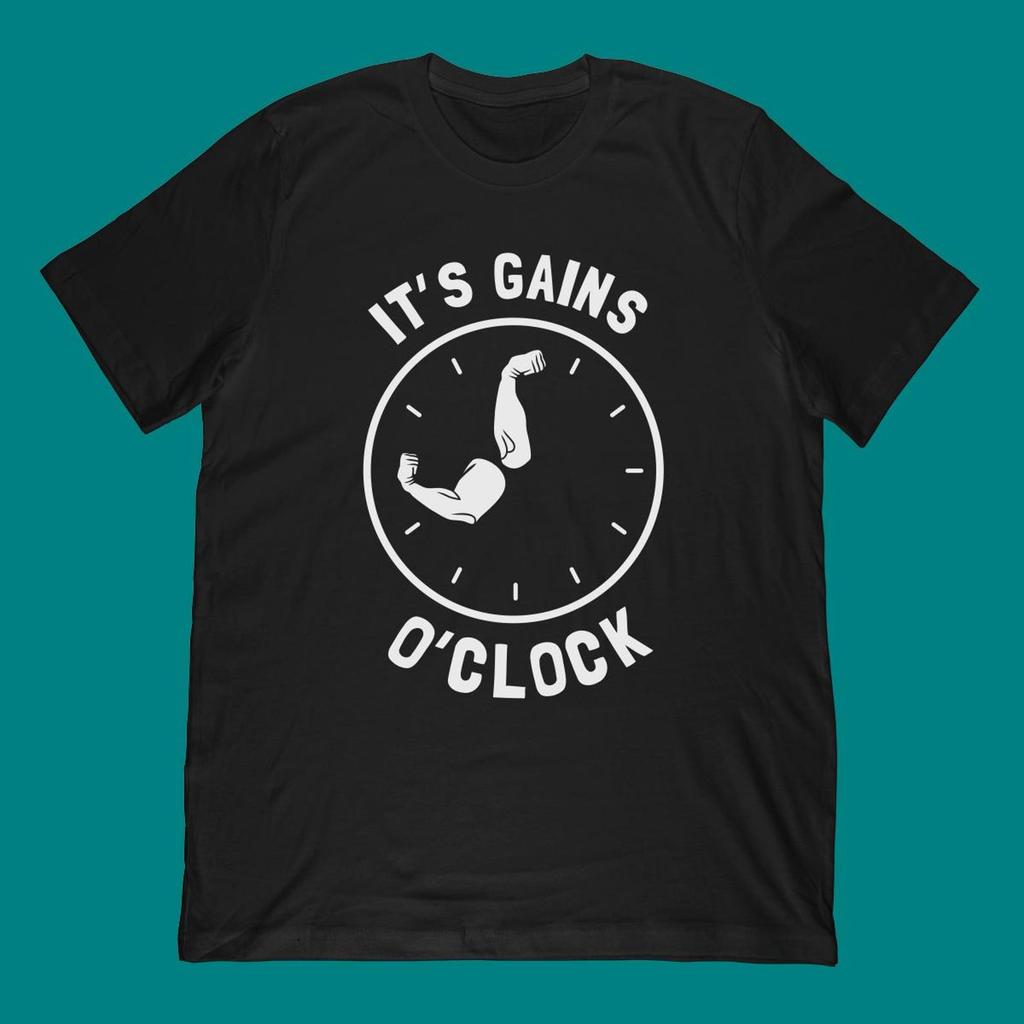 It'S Gains O'Clock T-Shirt | Fitness Meme Shirt & Classic Clock Muscle Arms Gift