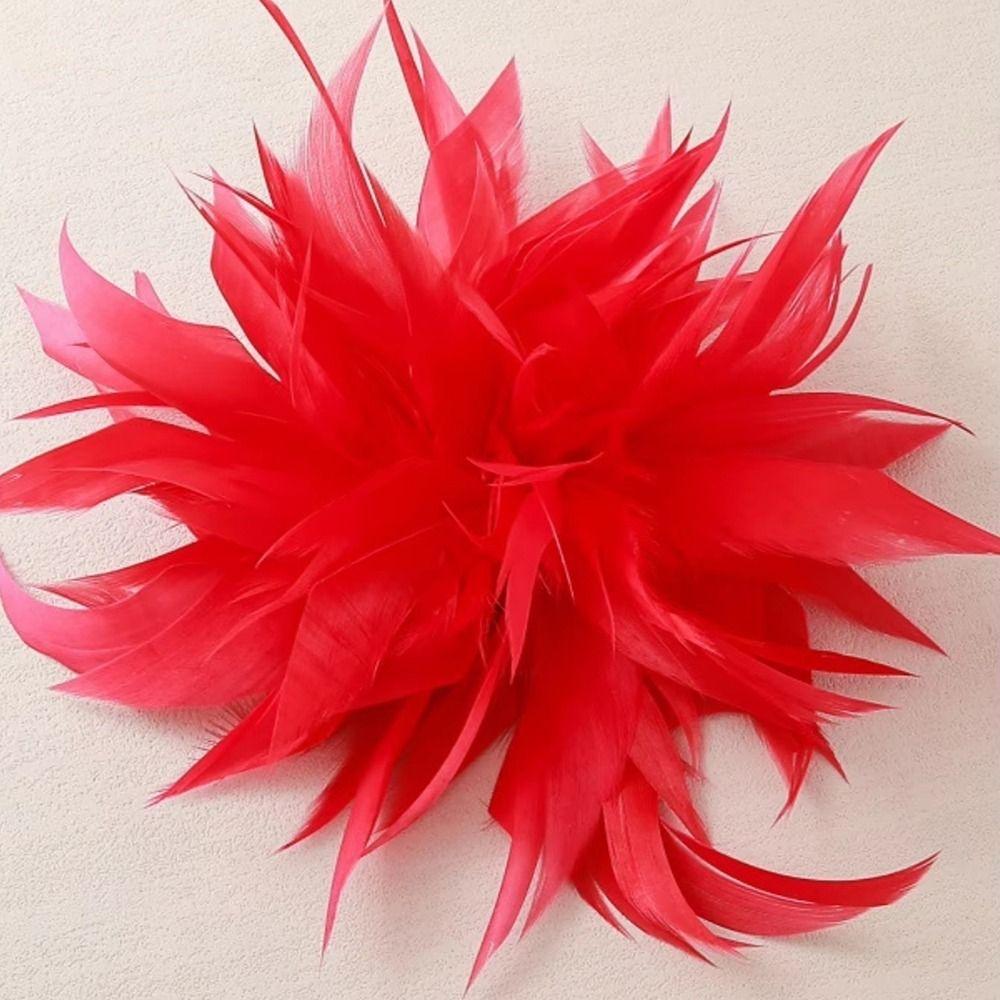 25cm Artificial Feather Lapel Pin Colorful Exaggerated Feather Brooch Daily Wear