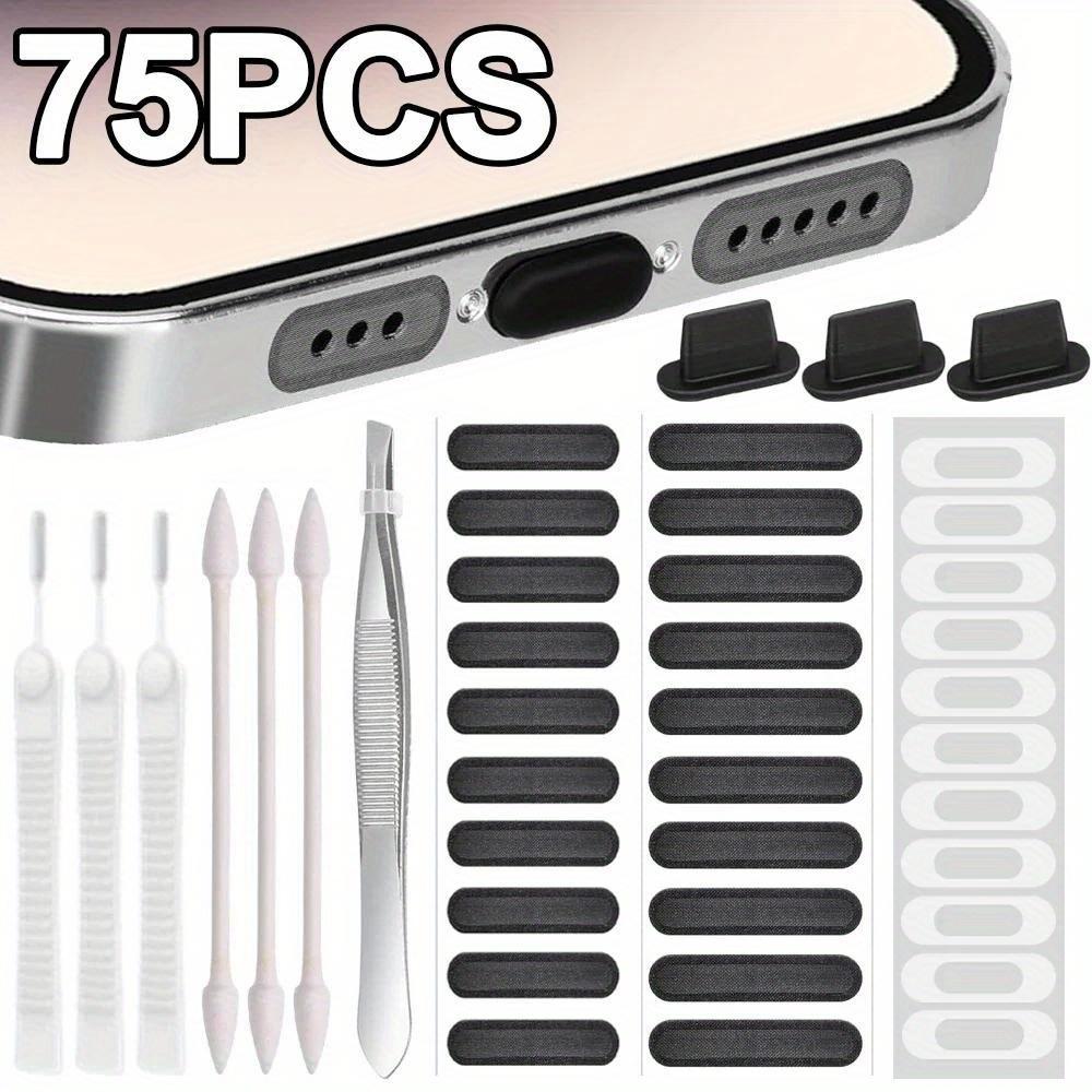 75pcs Phone Charging Port Cleaner Kit for IPhone/Samsung/Xiaomi Type C/Speaker, Dust Plug & Mesh Cleaning Tool