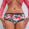 Women's Christmas Print Lace Panties - Breathable Milk Silk with Cotton Crotch, Mid-Low Waist Style