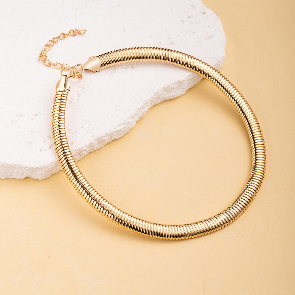Золотая цепочка «Змеиная кость», толстая цепочка-ожерелье, простое и изысканное, преувеличенное плетение, модная персонализированная цепочка для ключицы