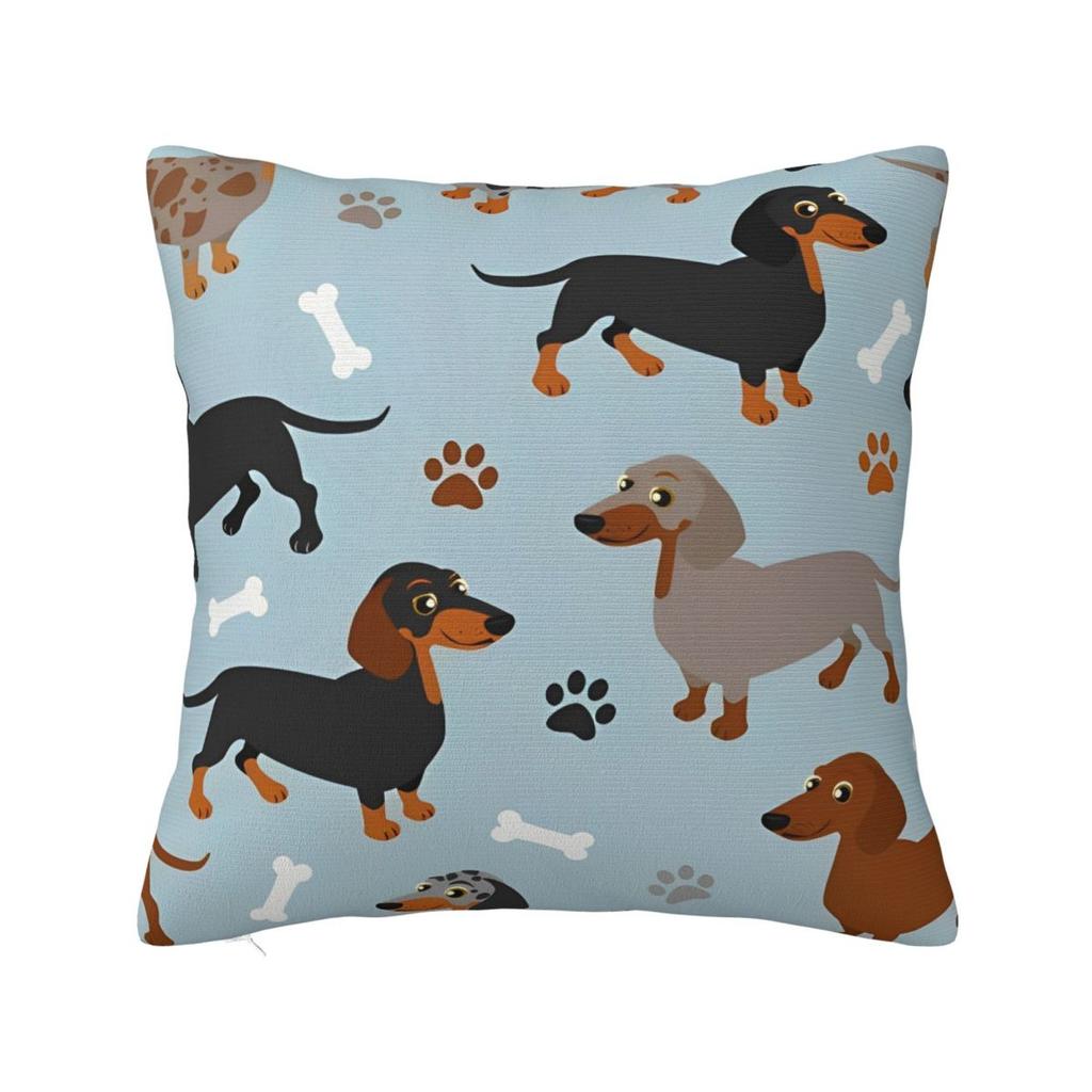Dachshund Dog Art Throw Pillow Cover Polyester Throw Pillow Wiener Sausage Doxie 4545cm Pillowcase