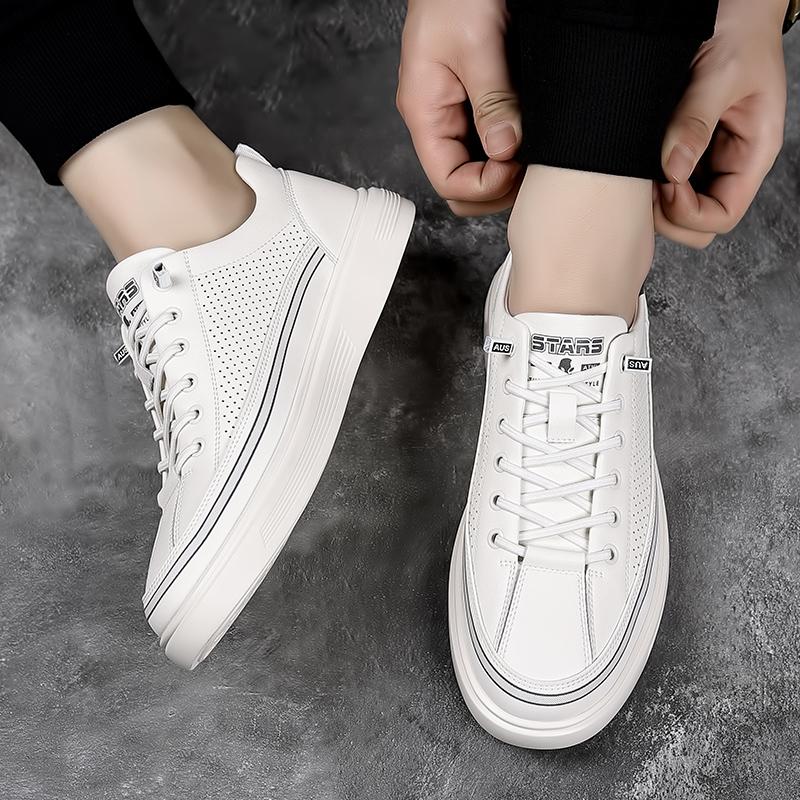 FashionHigh Quality Men's Comfortable Casual Shoes, Small White Shoes, Fashion New Outdoor Hollow Out Breathable Trend Board Shoes