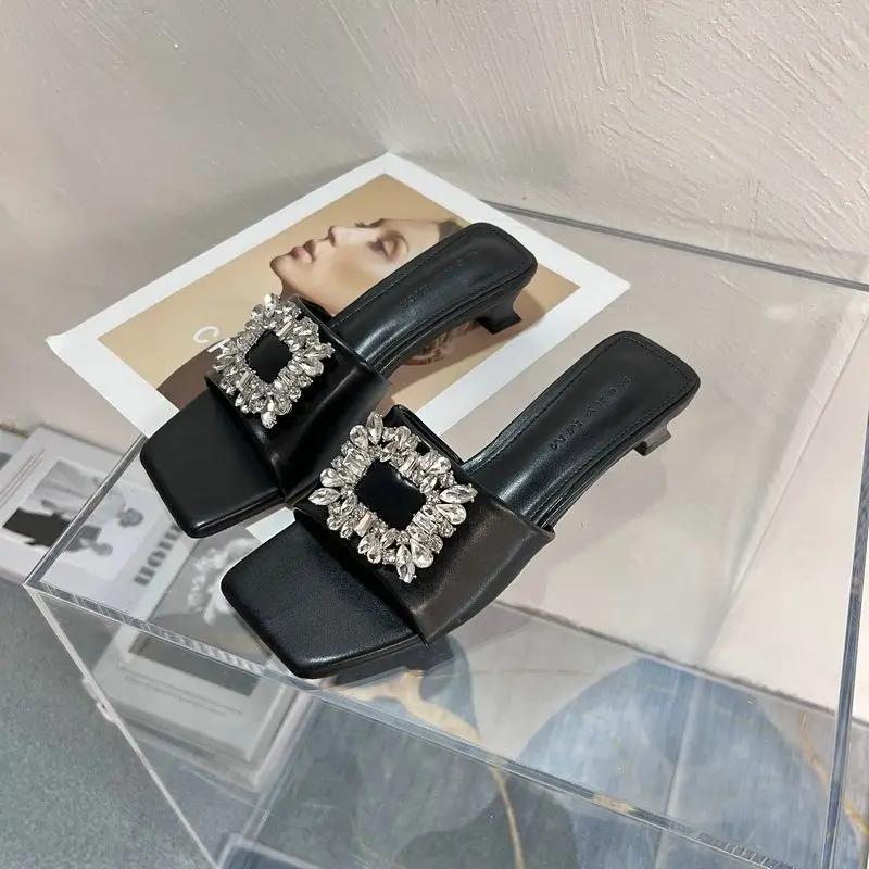 Fashion With Heel Women's Slippers and Ladies Sandals Open Toe Slides 2025 Trend H Sandal Wholesale Slip-resistant Luxury Stylish Shoes