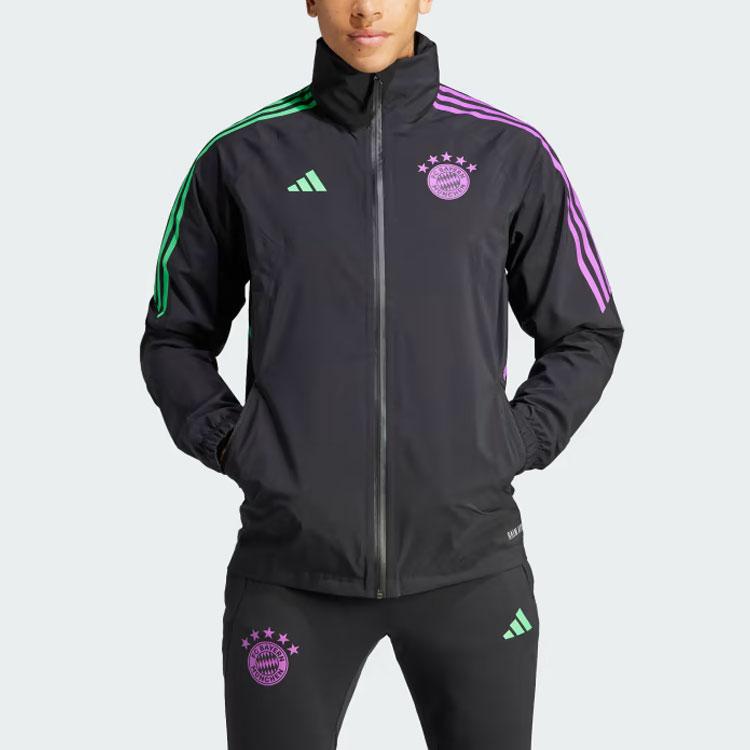 Adidas Fc Bayern Condivo 23 Rain Jacket Color Block Long Sleeve Jacket Men Jacket Black IB1573