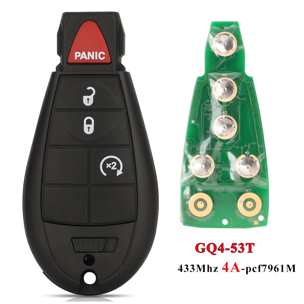 jingyuqin GQ4-53T 433MHz 4A Chip Fobik Remote Car Key fob for For Dodge RAM Jeep Cherokee Sport KL Chrysler Town & Country 2014+