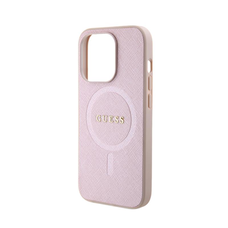 Guess Saffiano Magsafe - Etui Iphone 15 Pro (Różowy)