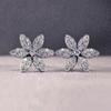Huitan Delicate  Color Flower Stud Earring for Women Full Paved Shiny CZ Stone Beauty Gift Statement Earrings  Jewelry