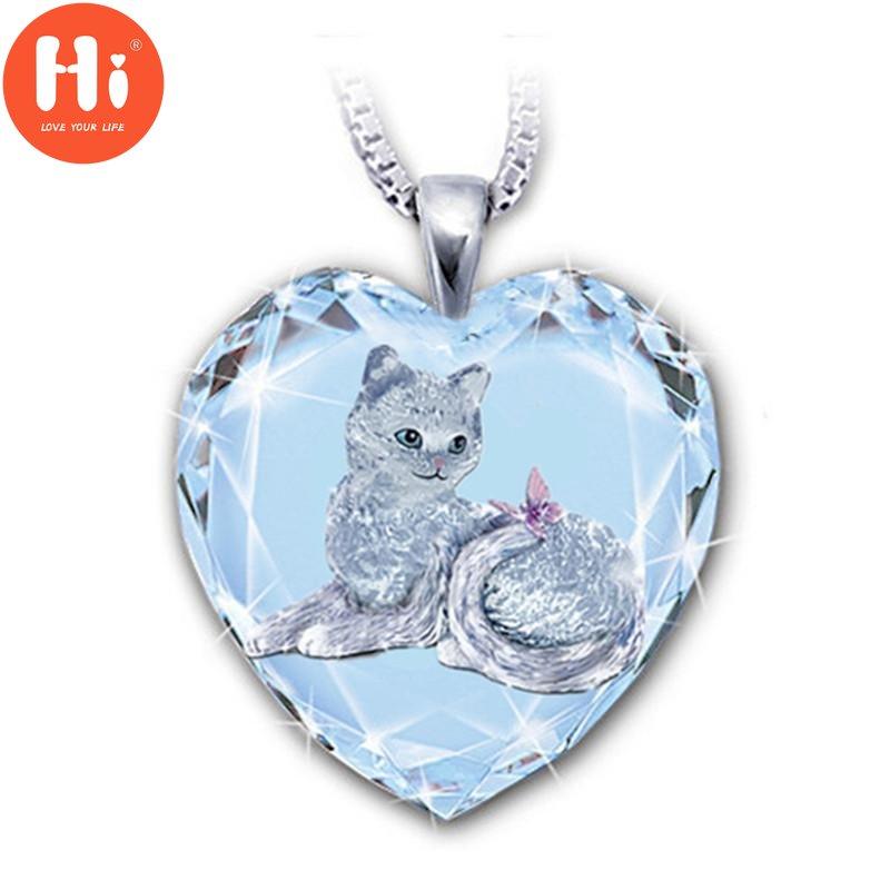 Привет, милый кот, кулон в форме сердца, ожерелье, индивидуальный игривый кулон с котенком, подарок на день рождения, годовщину, ювелирное изделие