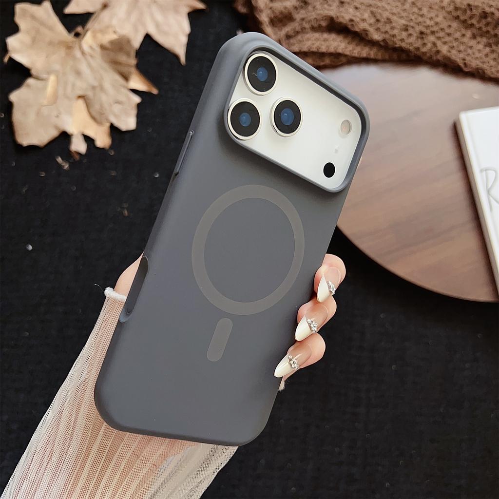 For iPhone 17 Pro Max Magnetic Case Silicone + PC Protective Phone Back Cover Compatible with MagSafe