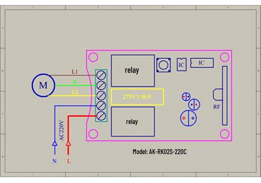 220V 2-Way Remote Control Switch | Forward/Reverse Motor Control | 3-Key Up/Down/Stop Controller