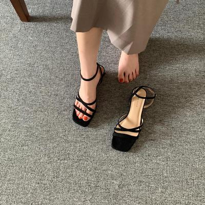 Модная весенняя обувь 2025 Сандалии Прозрачный каблук Средний Ремешок на щиколотке Сабо Клинья Квадратный носок Новые Удобные Ретро Средний Мода Летняя Платформа Ло