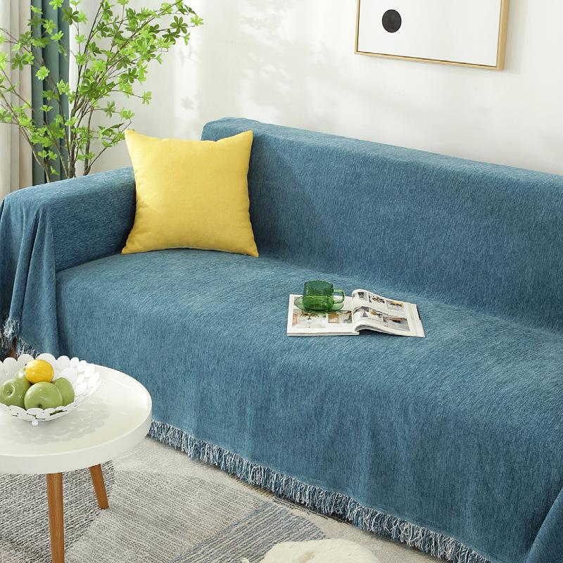 Скандинавский однотонный шенилловый чехол с кисточками шарф современный минималистский диван полотенце простой дом