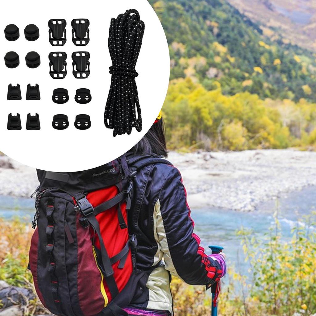 Эластичный шнур-банджи 3,2 м 3 мм, ремень для походного рюкзака, пряжка с 16 фиксаторами для рюкзака, альпинизма