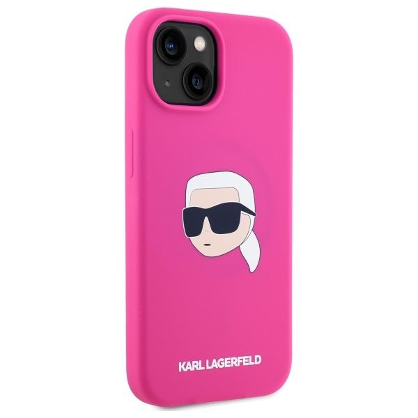 Karl Lagerfeld Klhmp15Sskhpplf Iphone 15 6.1 Fuksja/Fuschia Hardcase Silicone Karl Head Print Magsafe