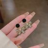2023 French High-End Black Bow Earrings: S925 Silver Needle, Niche Design for Women