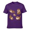 Cute Otter Family Character Set Unisex Summer Washed Tee Loose Distressed Top