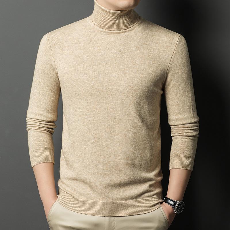 Autumn and Winter Casual Versatile Solid Color Warm Bottoming Shirt Men's Knitted Sweater