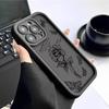Чехол для iPhone 14-17 Pro Max с дизайном эскиза розы - Черная версия с канавками