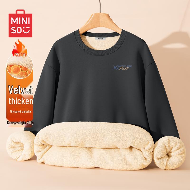 MINISO Мужской толстый флисовый свитшот с круглым вырезом