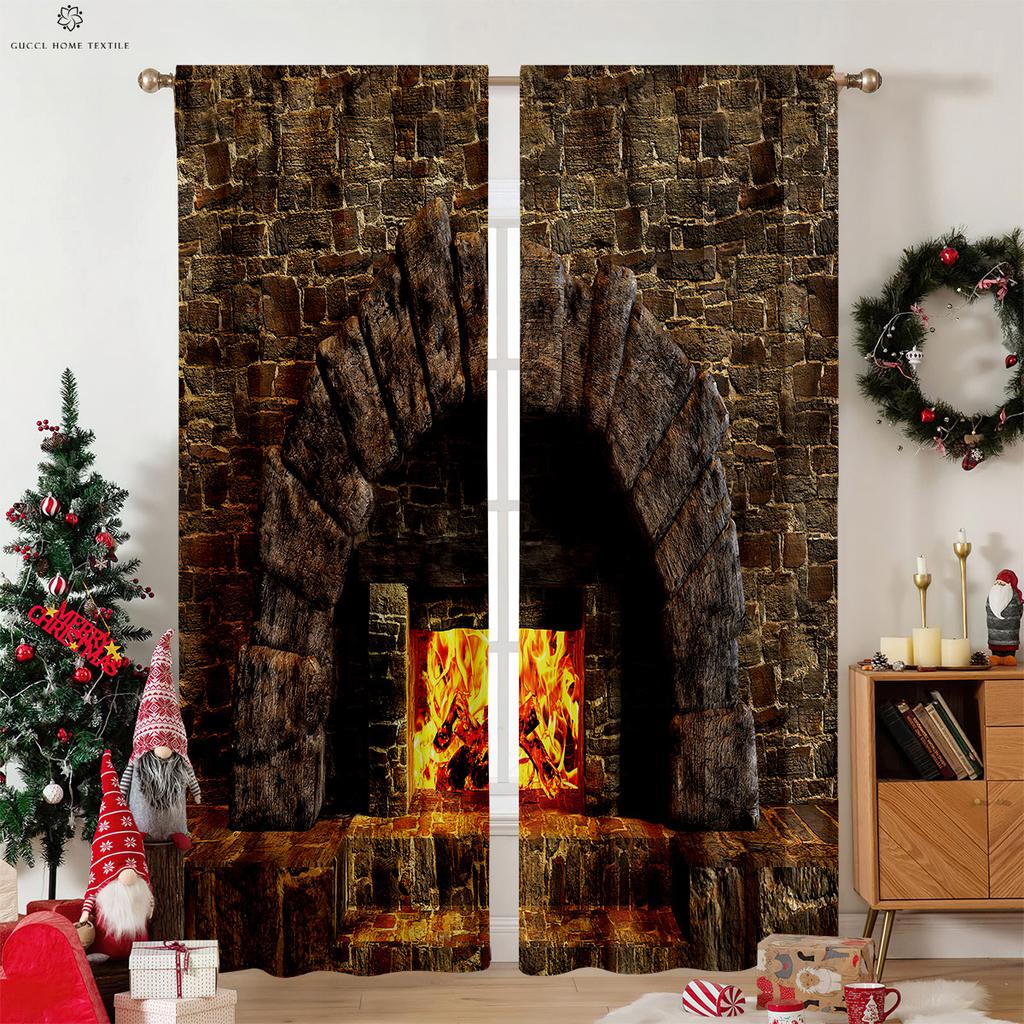 Рождественские шторы с рисунком снежинки и лося под дерево, декоративные шторы в стиле ретро, шторы для спальни и гостиной, 2 шт.