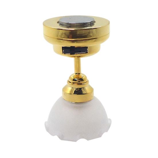 Мини-светильники 1:12 светодиодных потолочных светильников с выключателем, металлическим основанием, реалистичные миниатюрные светильники на батарейках