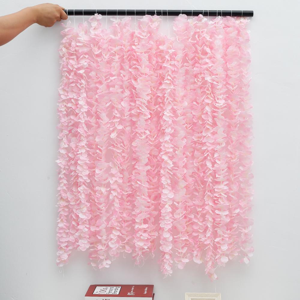 20Pcs Artificial Flowers Hanging Garland Vine Rattan Fake Flower String Silk Wisteria For Home Wedding Party Decoration 1M