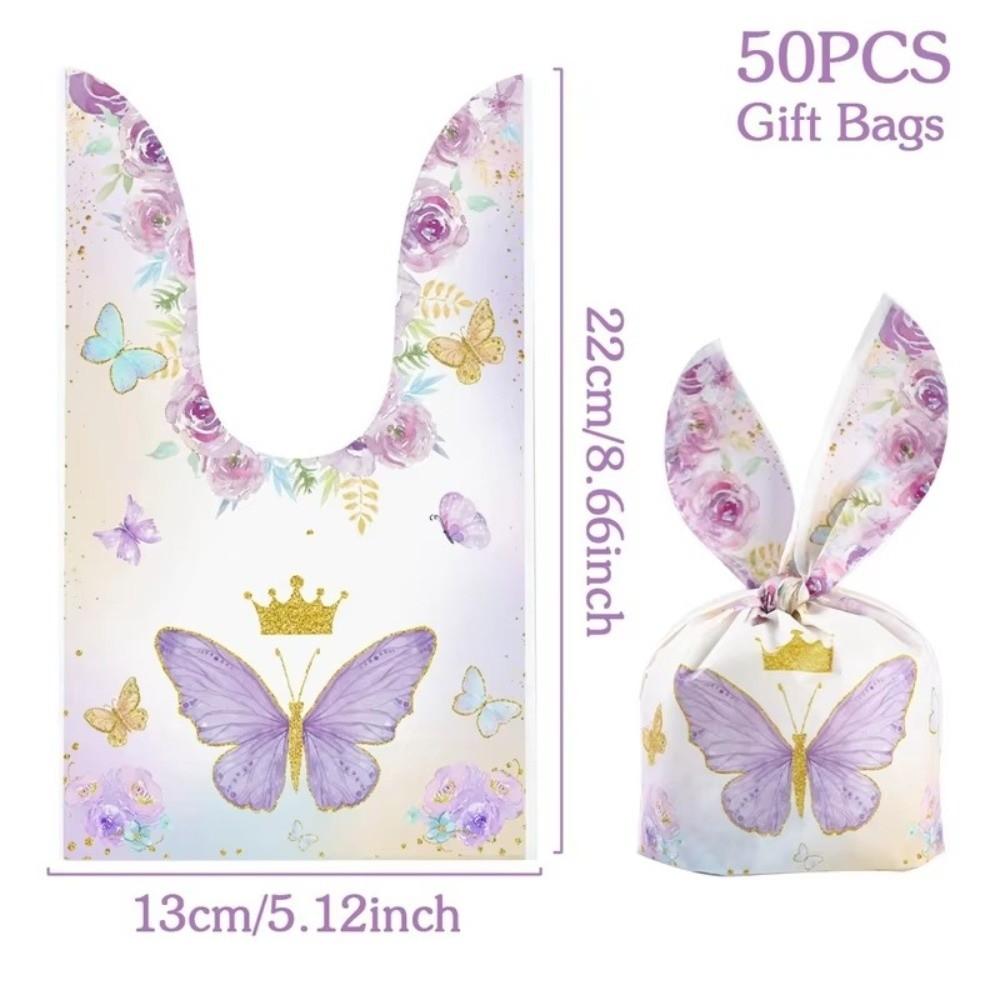 50Pcs Plastic Rabbit Ear Bags Party Favors Gift Packaging Bag Snack Packing Supplies Easter Party
