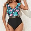Сексуальный цельный купальник женский цветочный женский купальник с открытой спиной пуш-ап купальные костюмы