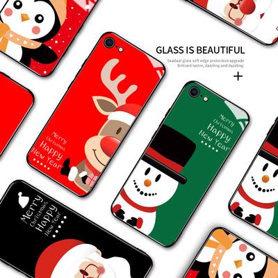 Чехол для телефона из закаленного стекла для iPhone Samsung Galaxy Infinix TPU Soft Edge с рисунком Рождества Санта-Снеговика Оленя Лось Пингвин Узоры Чехол для смартфона