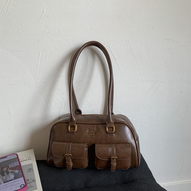 Новая корейская ретро сумка через плечо, Модная и трендовая повседневная сумка-бостон, Стильная сумка для боулинга