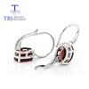 100% Natural Mozambique Garnet Clasp Earring Oval Cut 7*9mm 4.2ct Fine Gemstone Jewelry 925 Sterling Silver Classic Simple