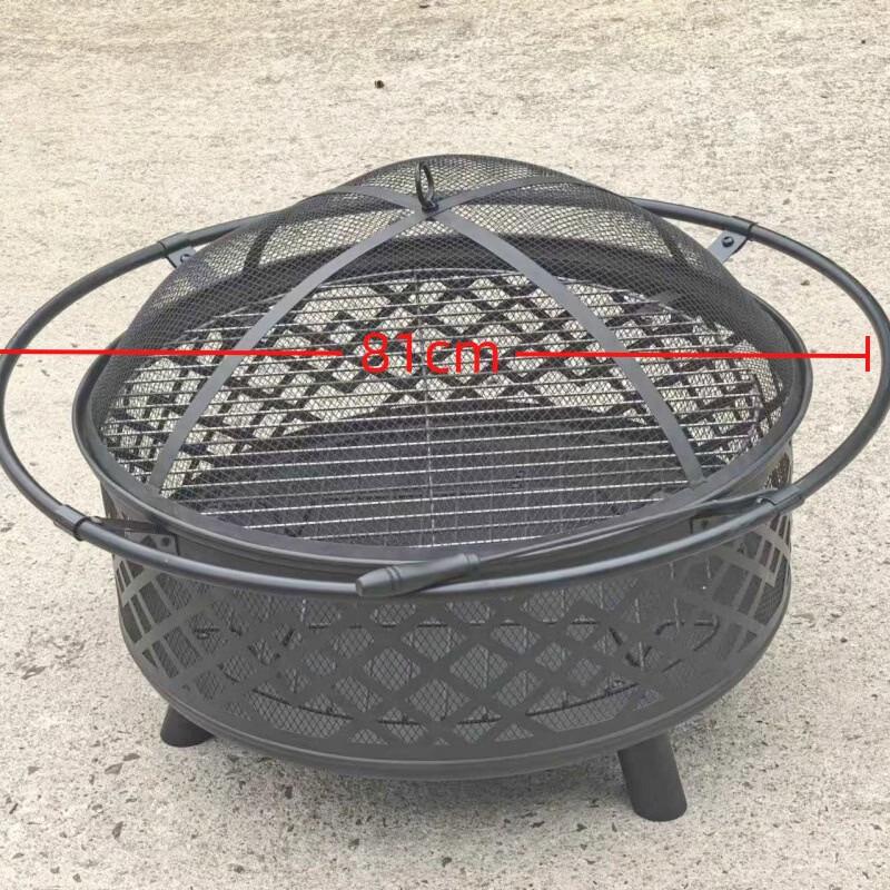 GOWKE Rotatable Cast Iron Outdoor Fire Pit BBQ & Tea Table