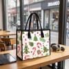 Christmas Pattern Large Tote Bag Portable Daily Carry Holiday Shopping Handbag for Women 
