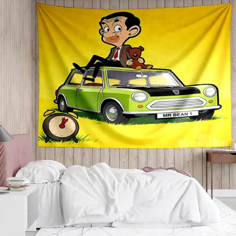 Mr Bean Print Tapestry, Backdrop, Easy Setup, Ideal for Bedroom, Office & Living Room, with Aesthetic Wall Hanging Decor.