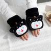 Flip Cover Children Gloves Soft Plush Pig Gloves Fashion Half Finger Gloves  Outdoor