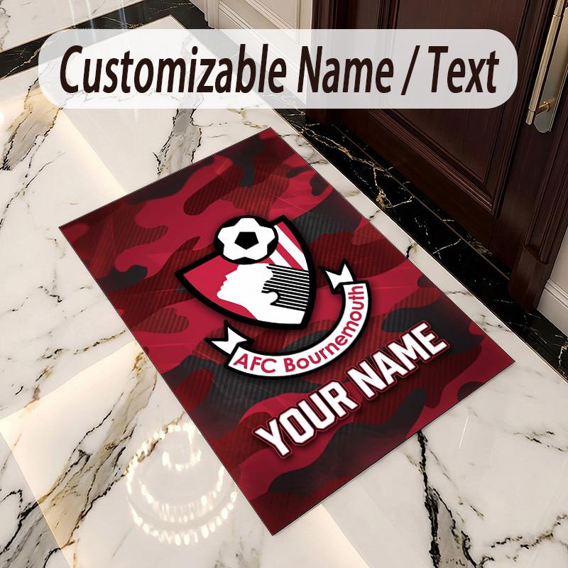 Crystal Velvet Rug Bournemouth Football Print Custom Name Text Floor Mat Home Decor