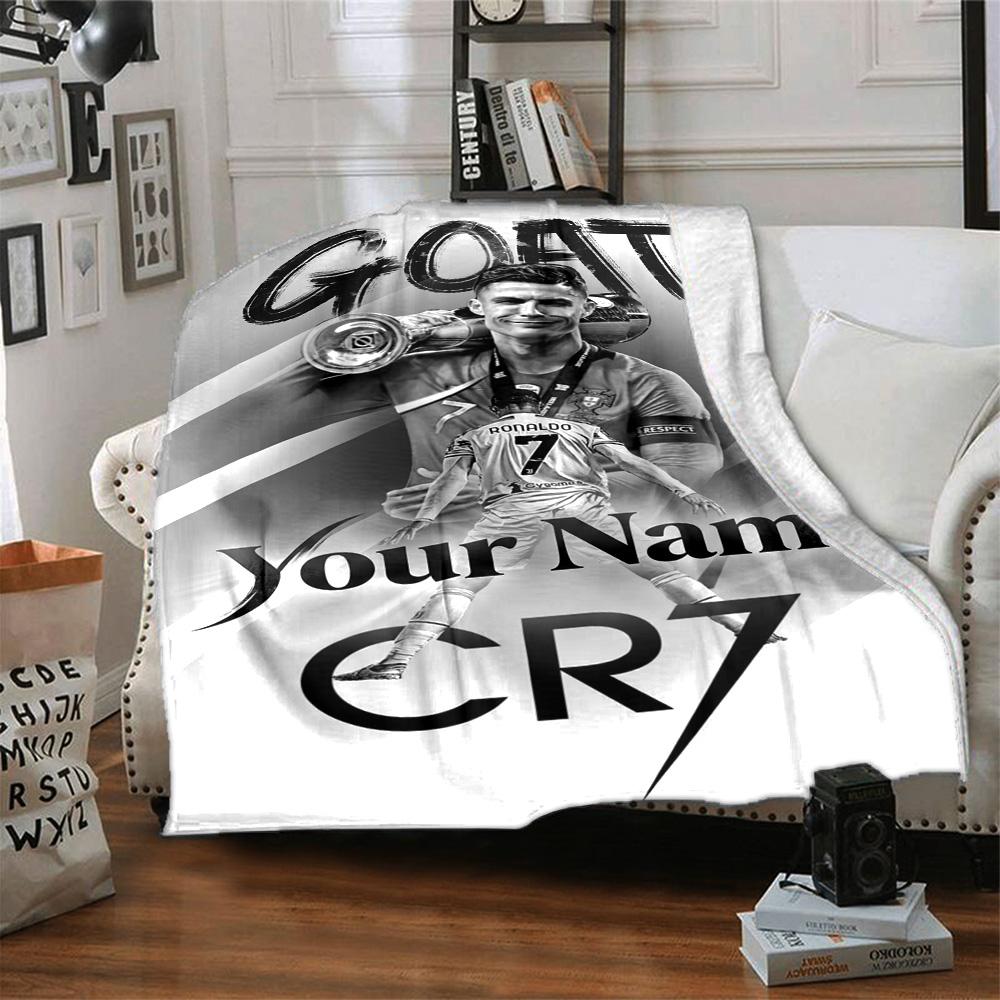 Cristiano Ronaldo (111) Personalized Text Blanket Cozy Customizable Blanket Durable Comfort Perfect for Nap Office Chair Bedding Living Room