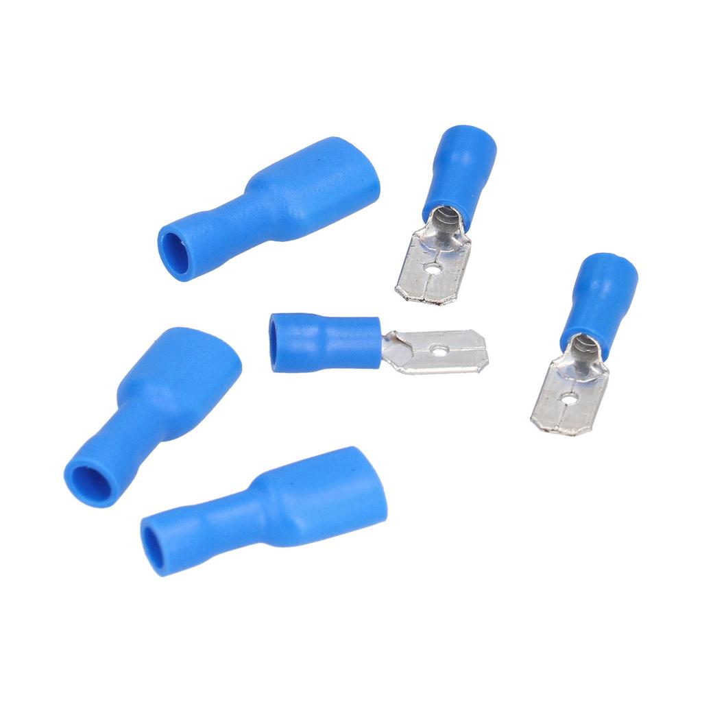 100 шт. плоских соединителей «папа-мама» с изолированной клеммой 16‑14 AWG, набор аксессуаров, синий